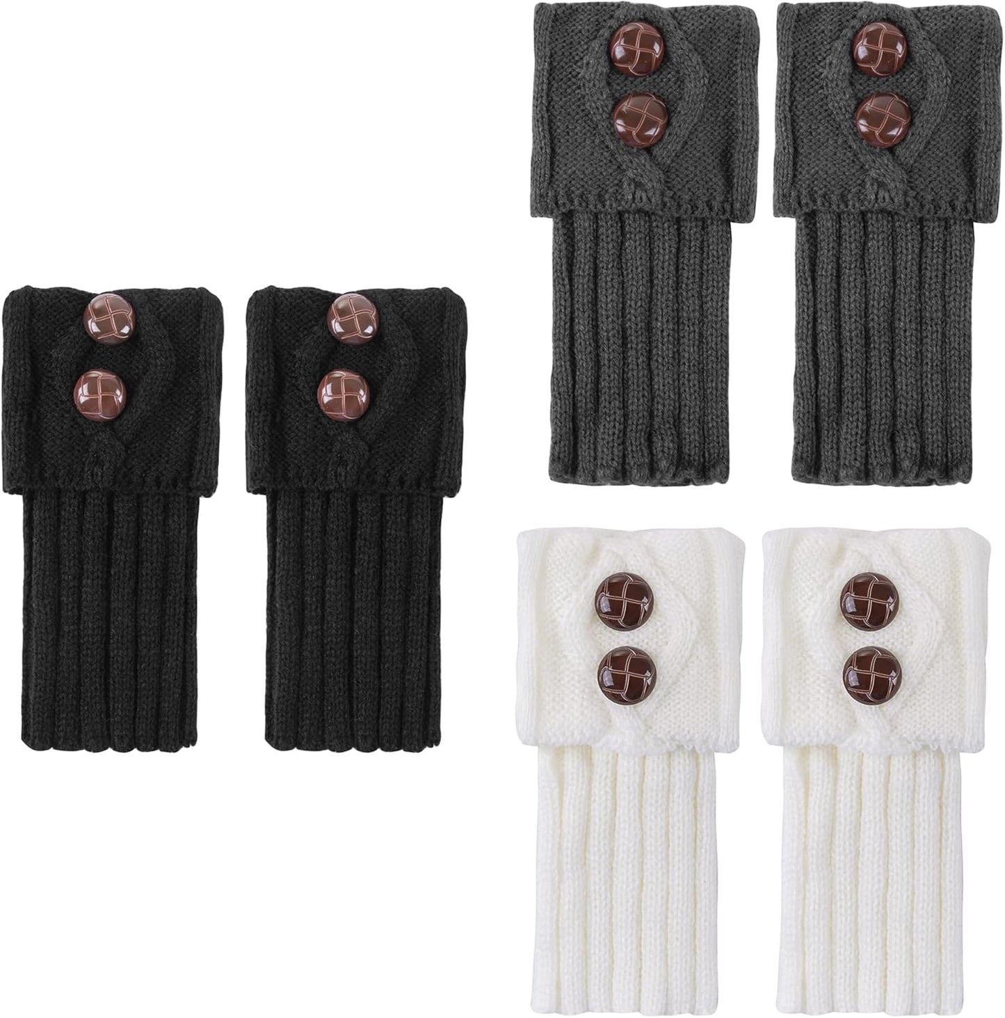 Women Boot Knit Cuffs,Short Crochet Leg Warmers, Variety of Styles Winter Warm Cuff Socks 3 Pairs