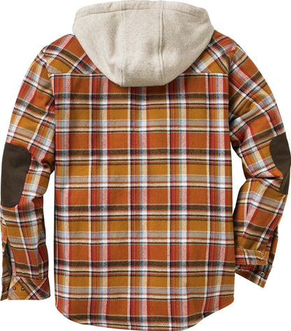 Men'S Hooded Shirt Jacket Plaid Flannel Berber Lined Polyfill Insulated