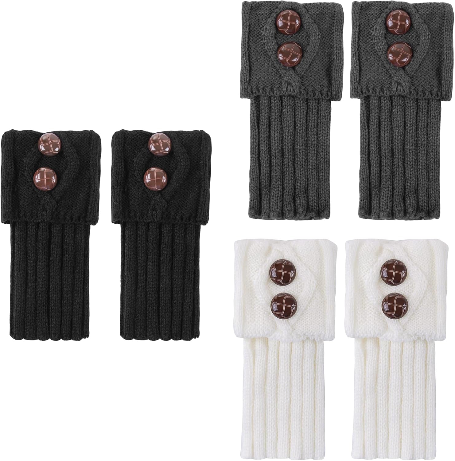 Women Boot Knit Cuffs,Short Crochet Leg Warmers, Variety of Styles Winter Warm Cuff Socks 3 Pairs
