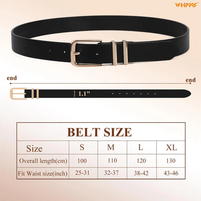 Women'S Leather Belts for Jeans Dresses Ladies Black Waist Belt